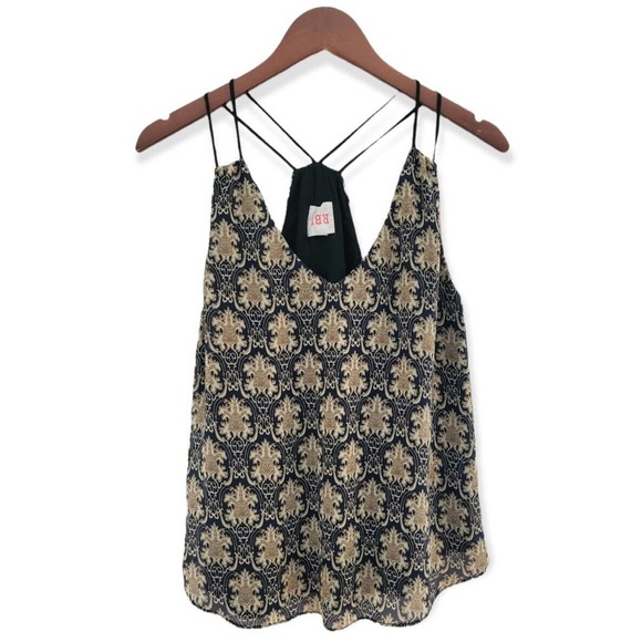 Rbl Tank Top European Pattern Navy Tan measured XS - Picture 1 of 8